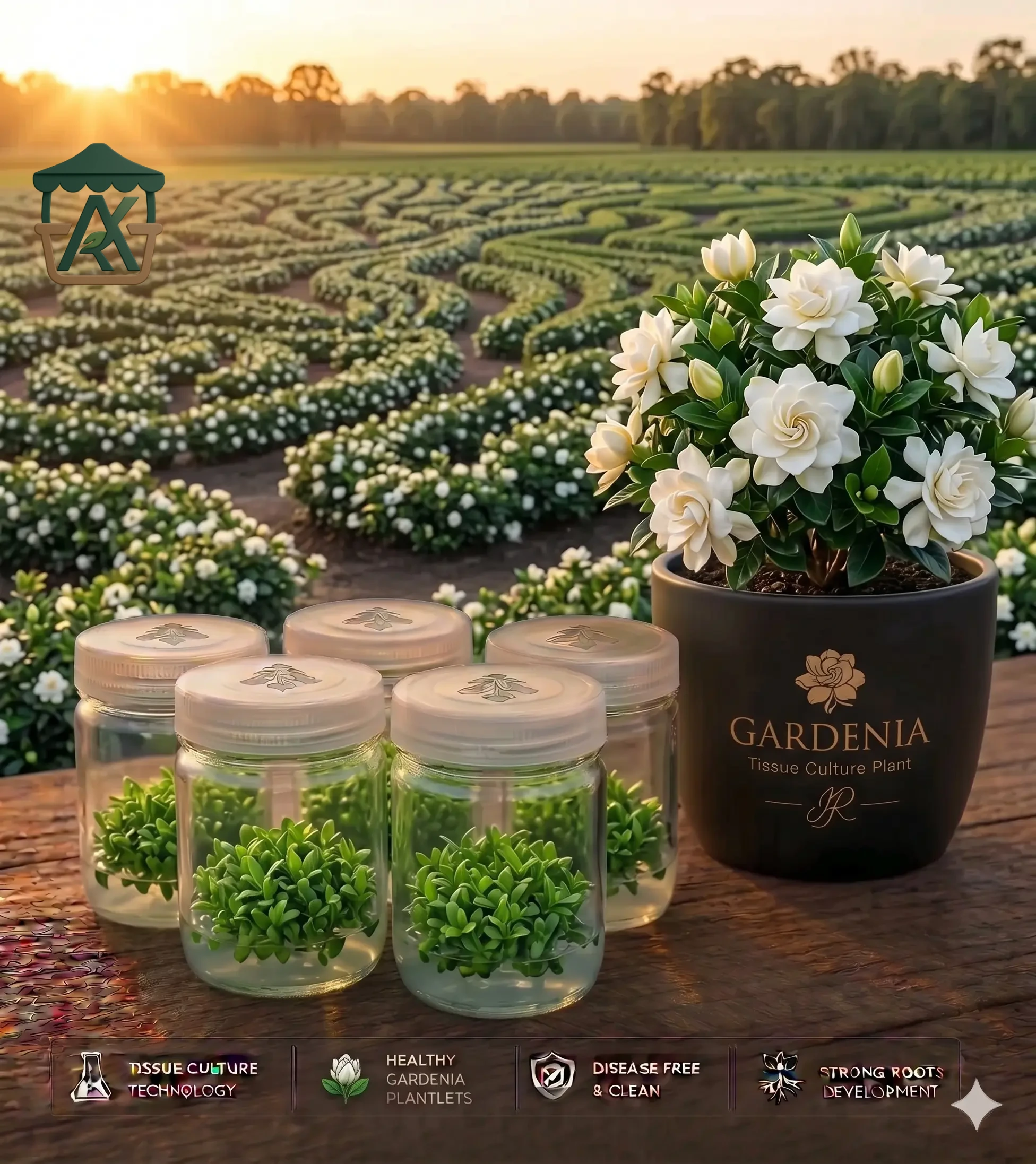 شتلات جاردينيا الياسمينية المعملية الفاخرة (Tissue Gardenia 1) - ملكة العطر الأرستقراطي والتفجير الشمعي الناصع من "أجري كشك"