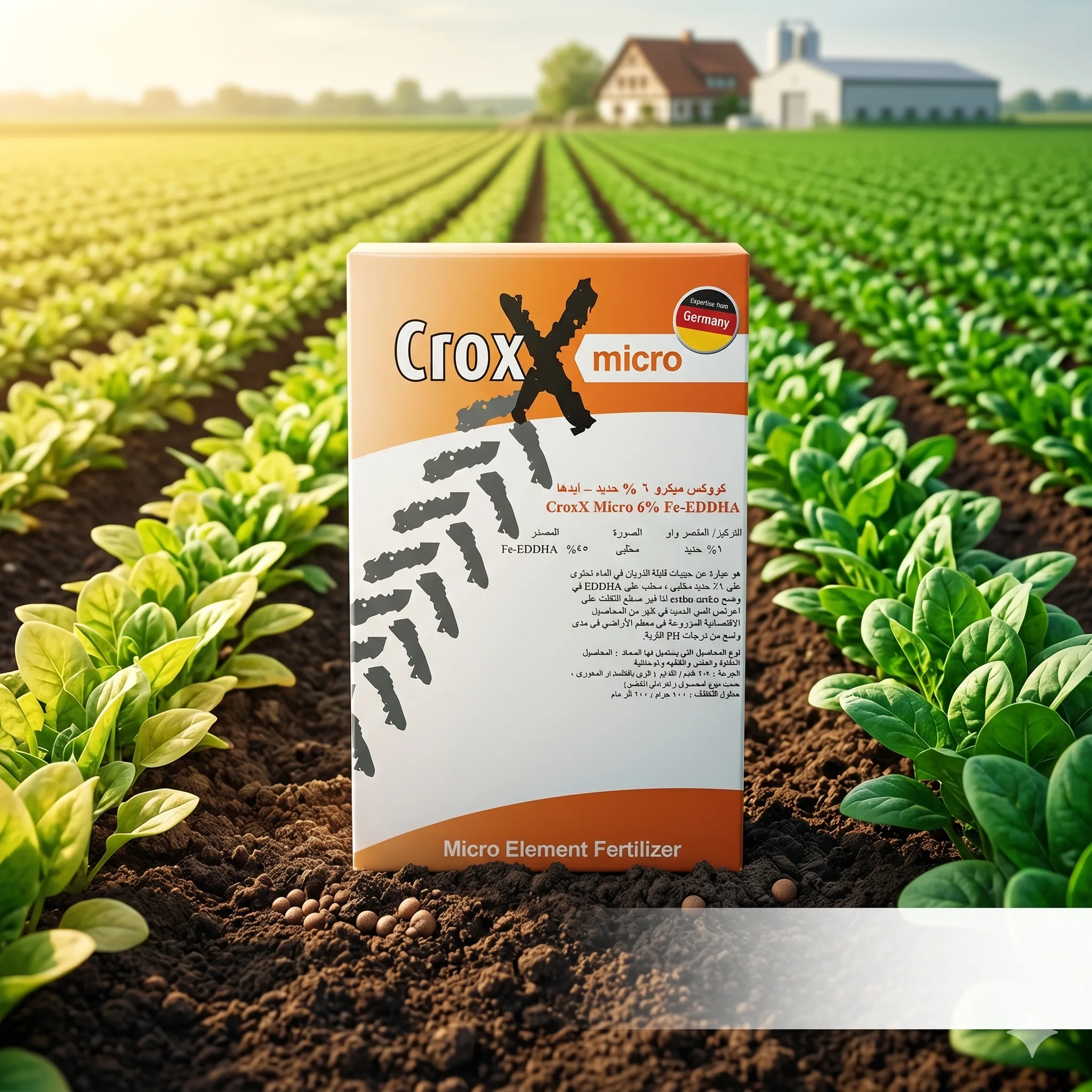 حديد مخلبي كروكس ميكرو EDDHA 1 كجم (Crox Micro Iron) - الحبيبات الألمانية الفاخرة (أورثو-أورثو 4.8%) لقهر اصفرار الأراضي القلوية