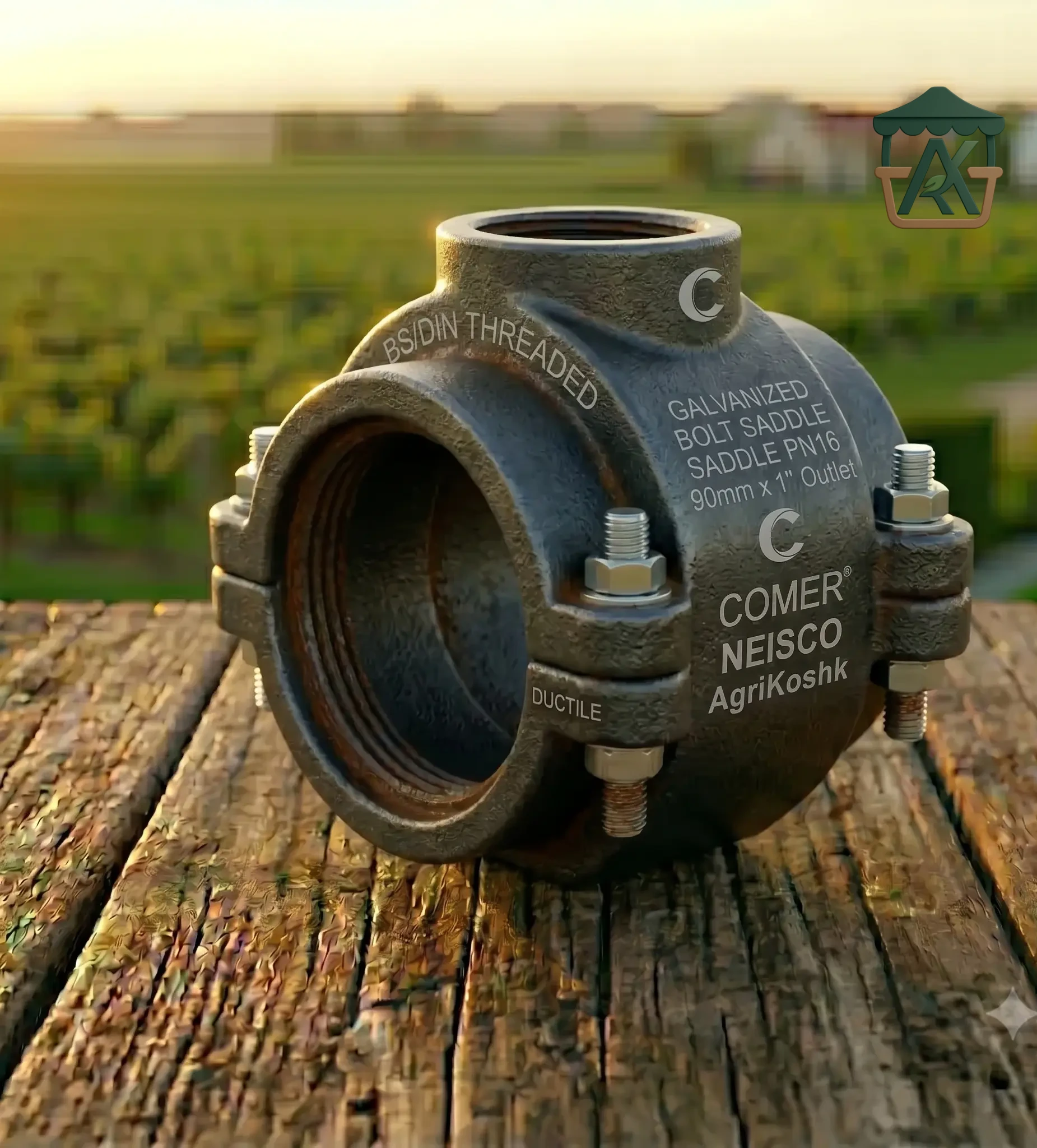 بريزة زهر مرن بمسمار مجلفن (Ductile Iron Clamp Saddle) - نظم المآخذ والتفرع المعدنية السيادية من "أجري كشك"