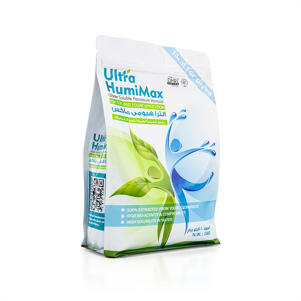مركب الترا هيومى ماكس 1كجم (Ultra Humy Max) - عملاق التخلب الحيوي ورافع السعة الكاتيونية وضابط الاتزان الأسموزي للتربة من "أجري كشك"